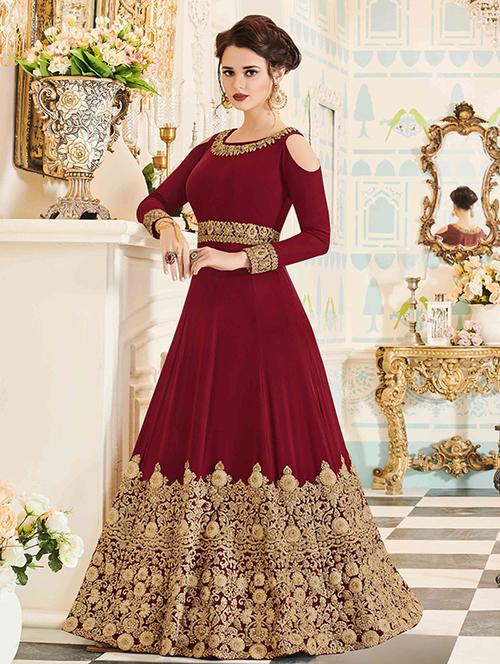 gold embroidered kaloidaar suit set - 15565314 - Very Small Image - 1