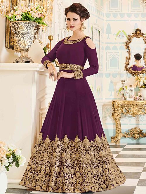 gold embroidered kaloidaar suit set - 15565315 - Very Small Image - 1
