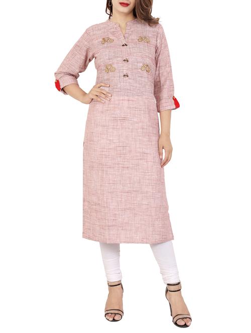 textured embellished straight kurta - 15565362 - Standard Image - 1