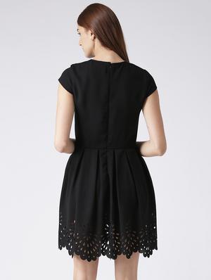 pleated cut work detail fit and flare dress - 15567575 - Standard Image - 3