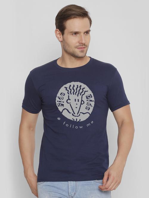 blue cotton chest print t-shirt - 15567987 - Standard Image - 1