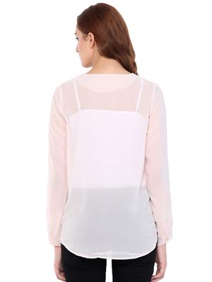 keyhole neck sheer asymmetric top - 15568197 - Standard Image - 3