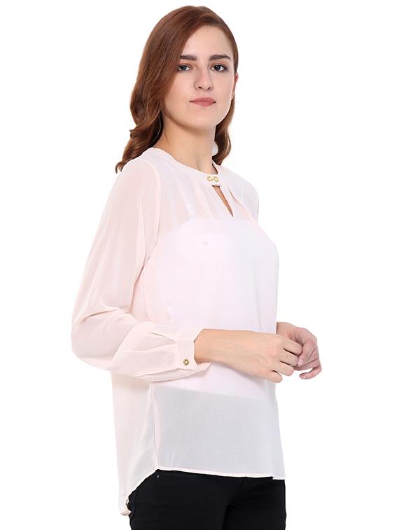 keyhole neck sheer asymmetric top - 15568197 - Zoom Image - 2