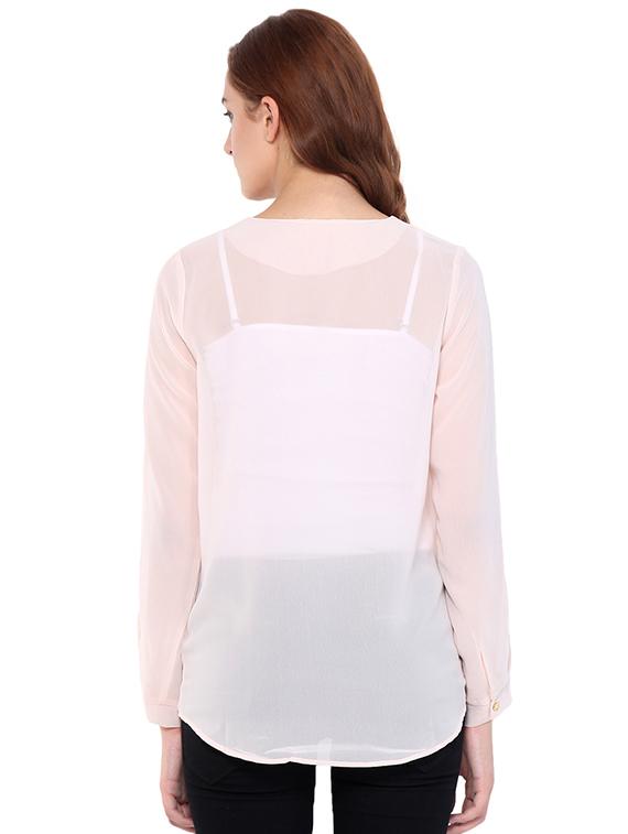 keyhole neck sheer asymmetric top - 15568197 - Zoom Image - 3