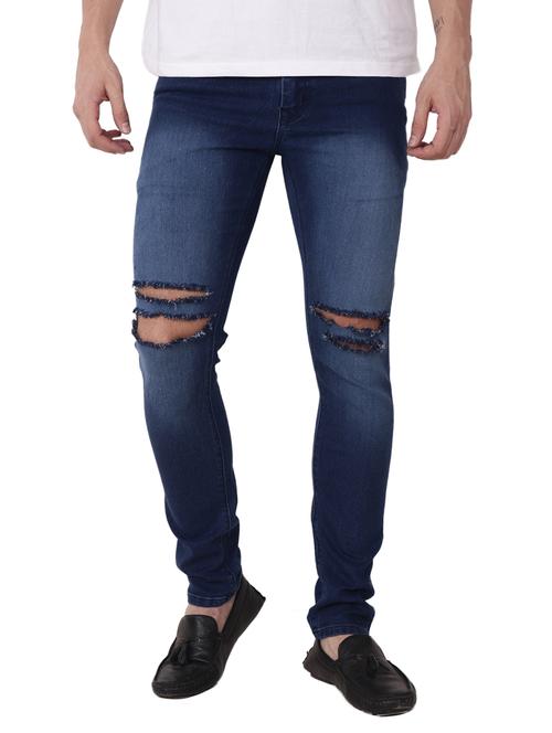 blue cotton slash knee jeans - 15568422 - Standard Image - 1