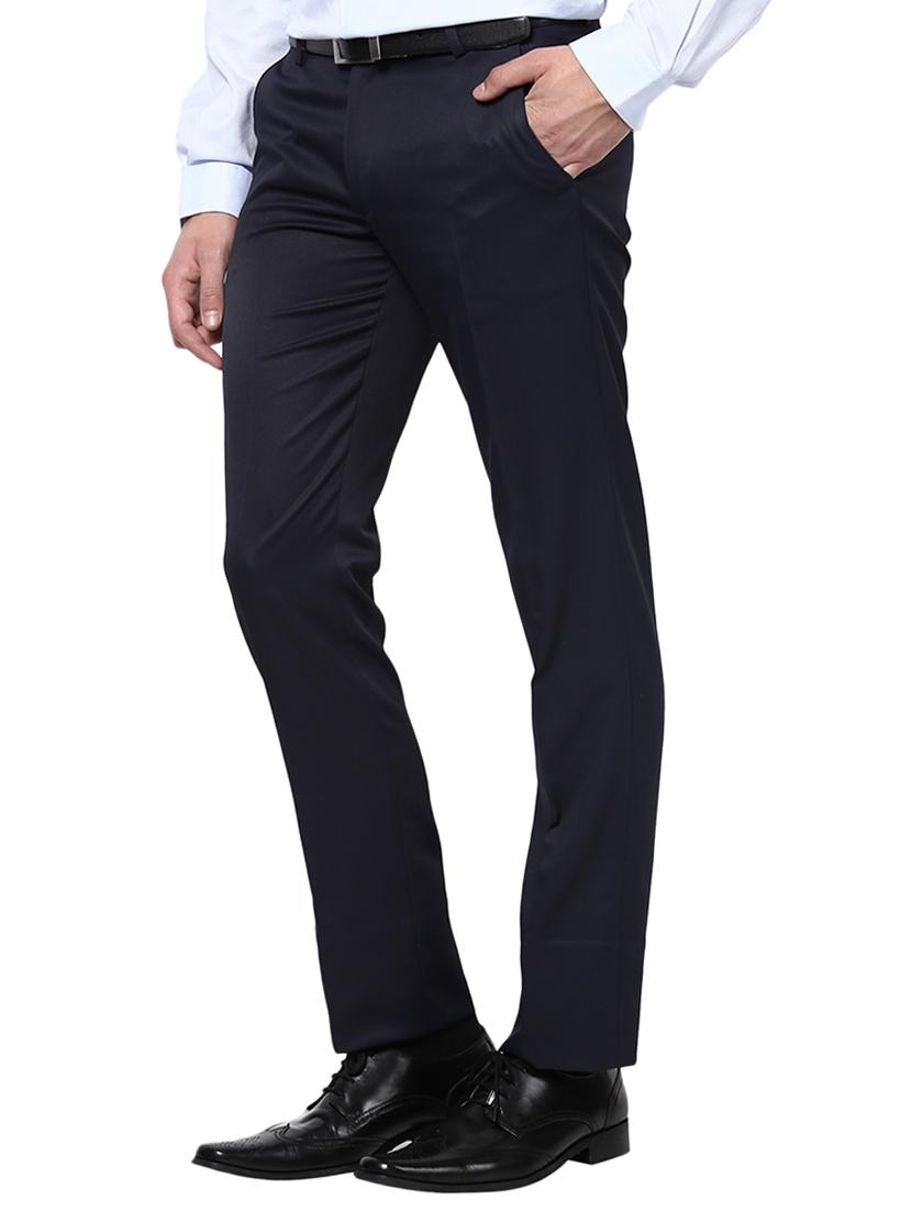 navy blue polyester blend flat front formal trouser - 15569415 - Zoom Image - 2
