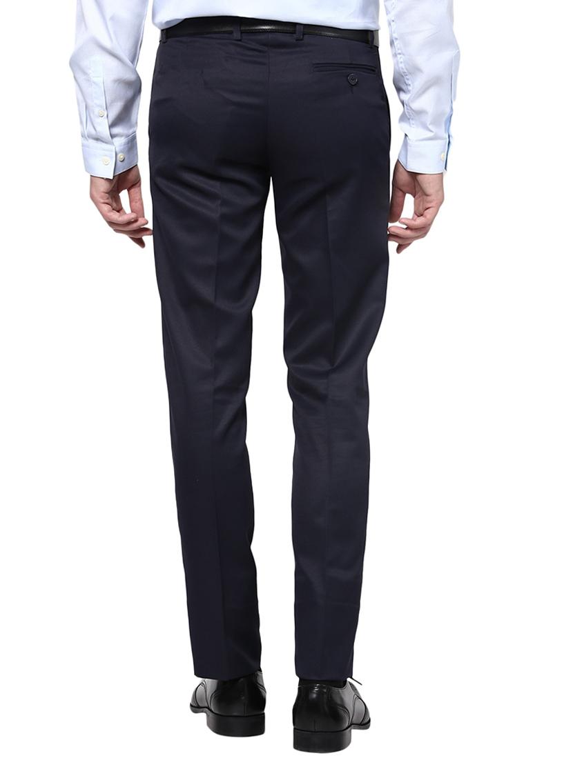 navy blue polyester blend flat front formal trouser - 15569415 - Zoom Image - 3