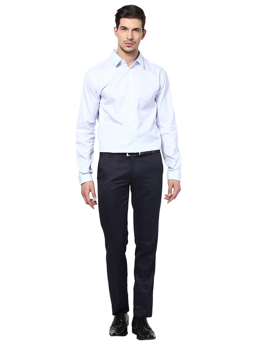 navy blue polyester blend flat front formal trouser - 15569415 - Zoom Image - 4