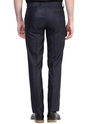 navy blue polyester blend flat front formal trouser - 15569417 - Standard Image - 3