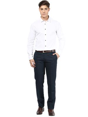 navy blue polyester blend flat front formal trouser - 15569418 - Standard Image - 4