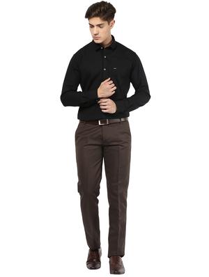 brown polyester blend flat front formal trouser - 15569420 - Standard Image - 4