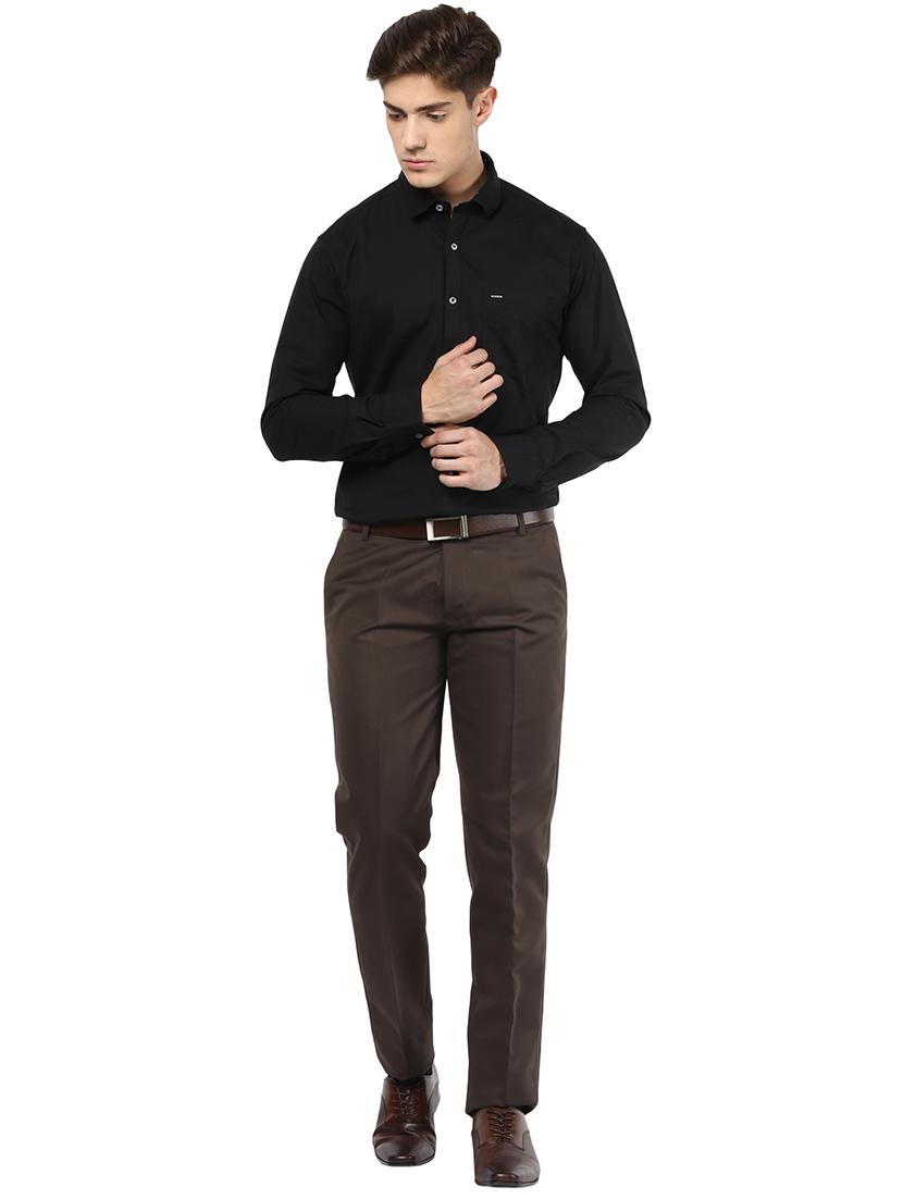 brown polyester blend flat front formal trouser - 15569420 - Zoom Image - 4
