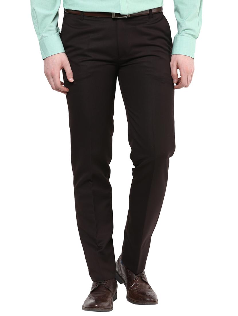 brown polyester blend flat front formal trouser - 15569421 - Zoom Image - 1