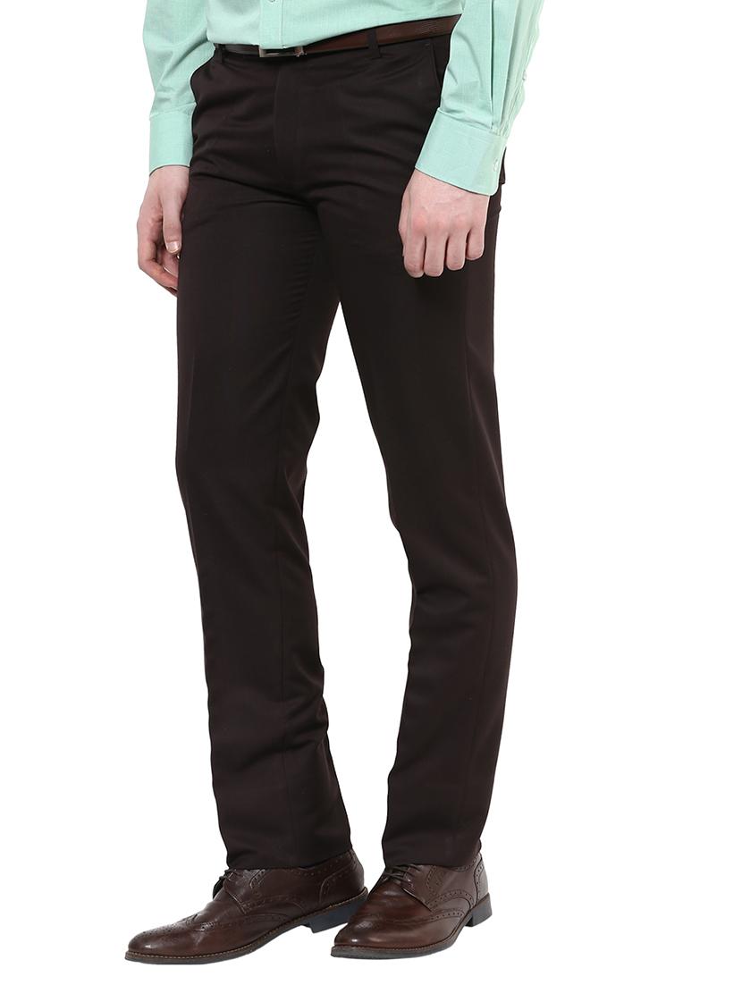 brown polyester blend flat front formal trouser - 15569421 - Zoom Image - 2