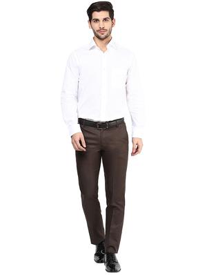 brown polyester blend flat front formal trouser - 15569422 - Standard Image - 4