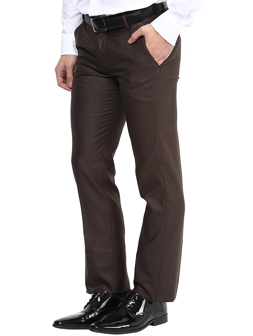 brown polyester blend flat front formal trouser - 15569422 - Zoom Image - 2