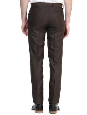 brown polyester blend flat front formal trouser - 15569423 - Standard Image - 3