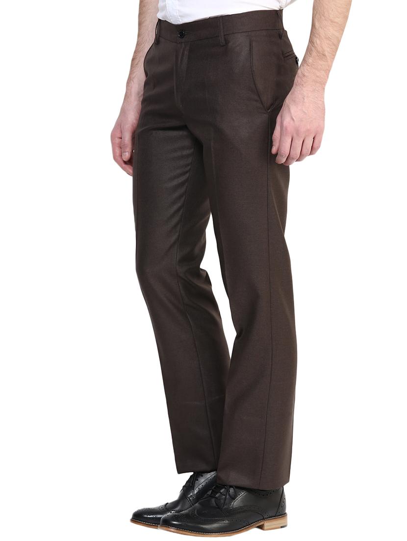 brown polyester blend flat front formal trouser - 15569423 - Zoom Image - 2