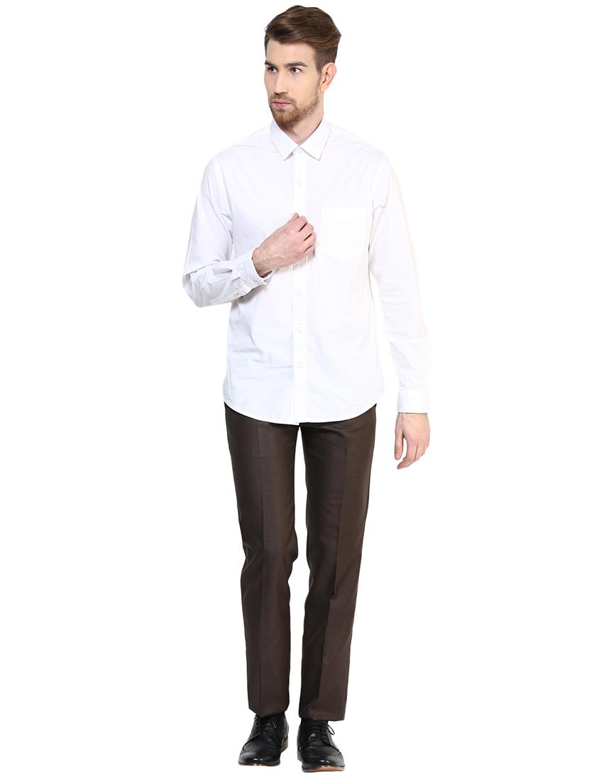 brown polyester blend flat front formal trouser - 15569423 - Zoom Image - 4