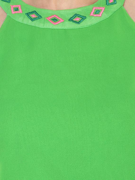 embroidered neck layered dress - 15570093 - Zoom Image - 5