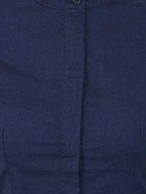 navy concealed placket shirt - 15570155 - Standard Image - 4