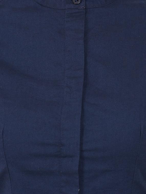 navy concealed placket shirt - 15570155 - Zoom Image - 4