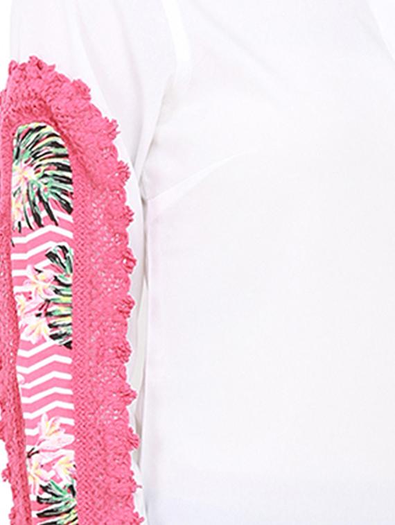 printed lace detailed sleeved shirt - 15570158 - Zoom Image - 4