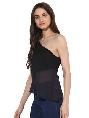 sheer paneled asymmetric top - 15570174 - Standard Image - 2