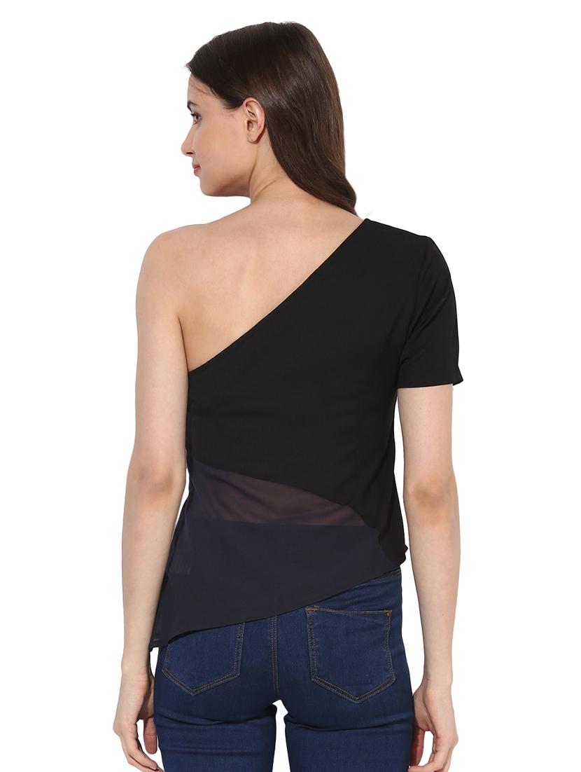 sheer paneled asymmetric top - 15570174 - Zoom Image - 3