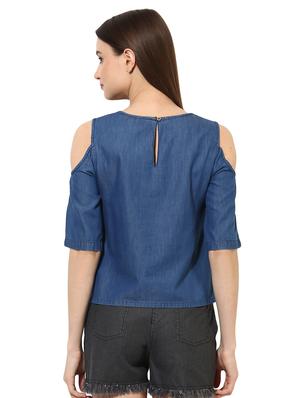 embroidered detail cold shoulder top - 15570177 - Standard Image - 3