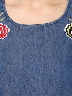 embroidered detail cold shoulder top - 15570177 - Standard Image - 4