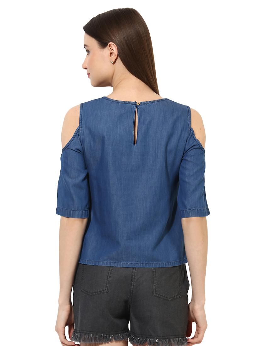 embroidered detail cold shoulder top - 15570177 - Zoom Image - 3