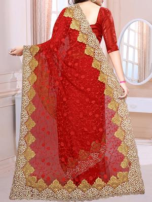 embellished border floral embroidered saree with blouse - 15572179 - Standard Image - 2