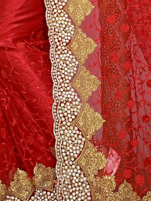 embellished border floral embroidered saree with blouse - 15572179 - Standard Image - 3