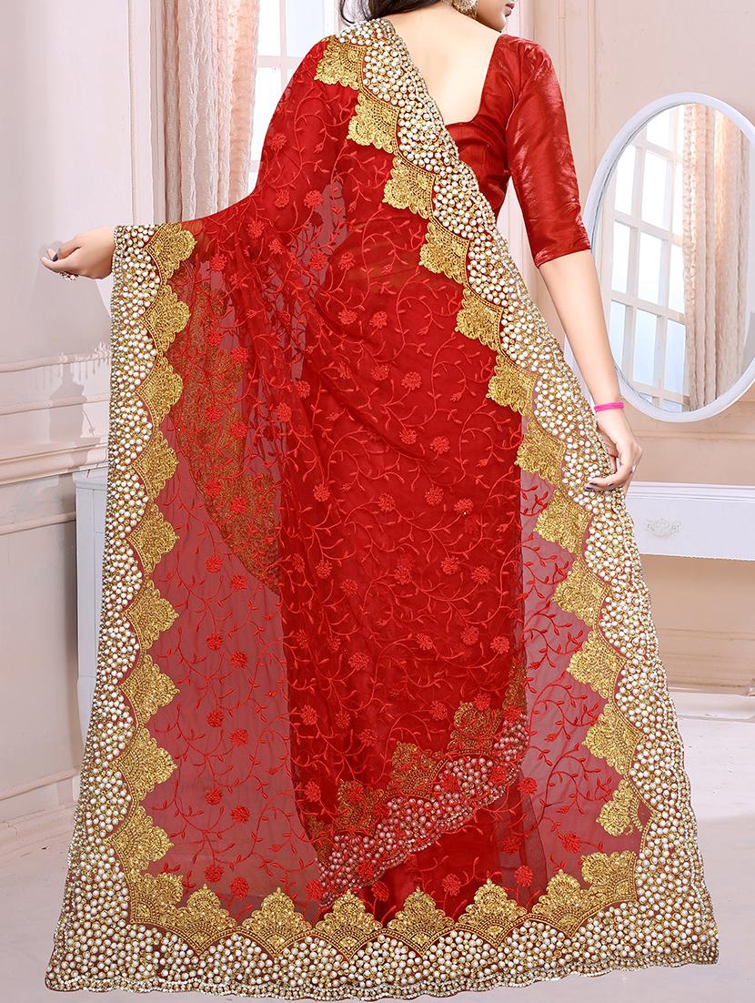 embellished border floral embroidered saree with blouse - 15572179 - Zoom Image - 2