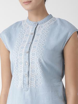 button detailed embroidered top - 15574049 - Standard Image - 5