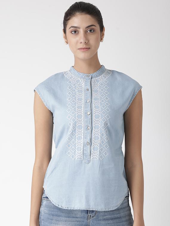 button detailed embroidered top - 15574049 - Zoom Image - 1