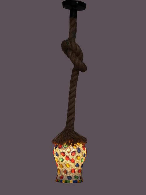 ultra stylish pendant ceiling lamp light hanging in rope with hand decorative designer & colorful glass shade - 15574256 - Very Small Image - 1