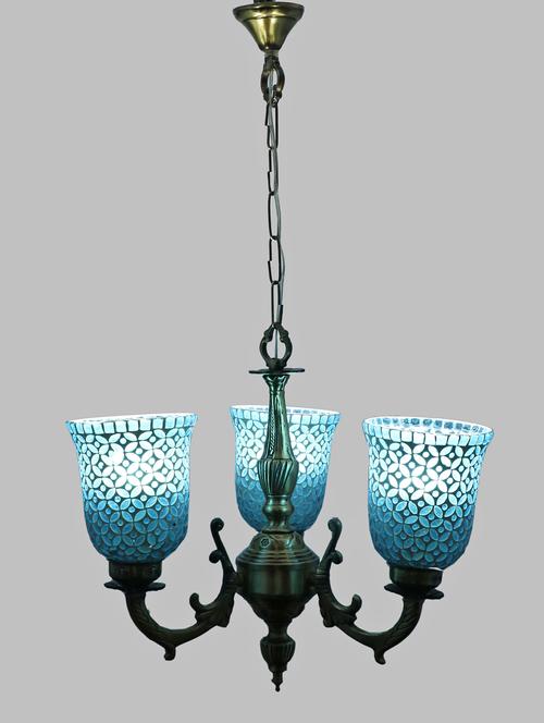royal chandelier decorate with chips & beeds glass for magical & romantic lighting effect,3light ceiling pandent lamp - 15574605 - Very Small Image - 1