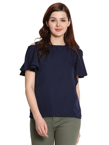 keyhole back ruffled sleeved top - 15575911 - Very Small Image - 1