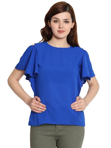 keyhole back ruffled sleeved top - 15575912 - Very Small Image - 1
