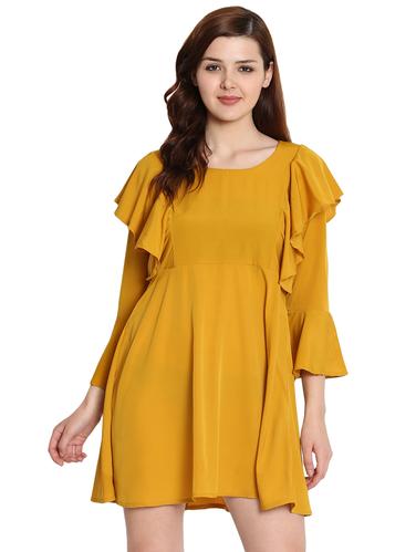 ruffled detail bell sleeved dress - 15575923 - Very Small Image - 1