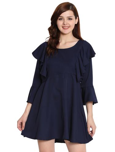 ruffled detail bell sleeved dress - 15575924 - Very Small Image - 1