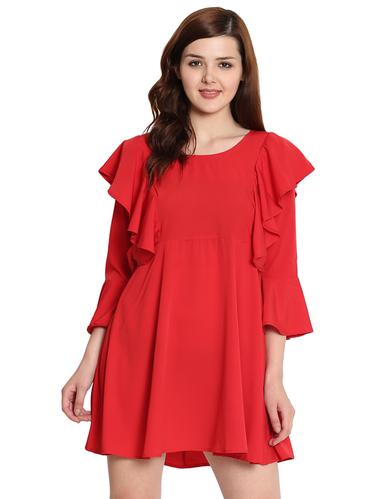 ruffled detail bell sleeved dress - 15575925 - Very Small Image - 1