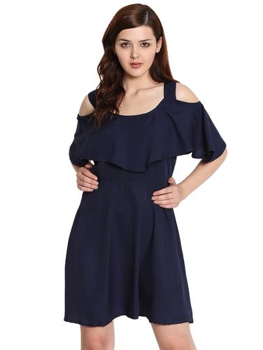 cold shoulder ruffled detail dress - 15575926 - Very Small Image - 1