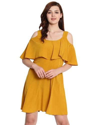 cold shoulder ruffled detail dress - 15575927 - Very Small Image - 1