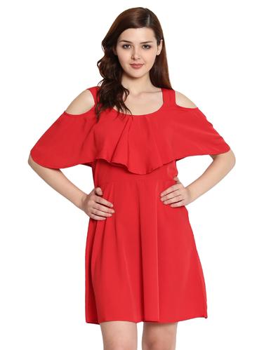 cold shoulder ruffled detail dress - 15575928 - Very Small Image - 1