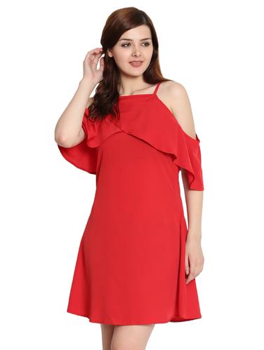 square neck ruffled detail dress - 15575931 - Very Small Image - 1