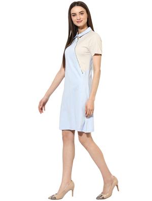 zipper detail contrast panel dress - 15576152 - Standard Image - 2