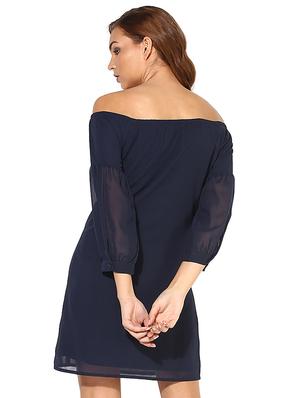 sheer sleeved detail off shoulder dress - 15576153 - Standard Image - 3